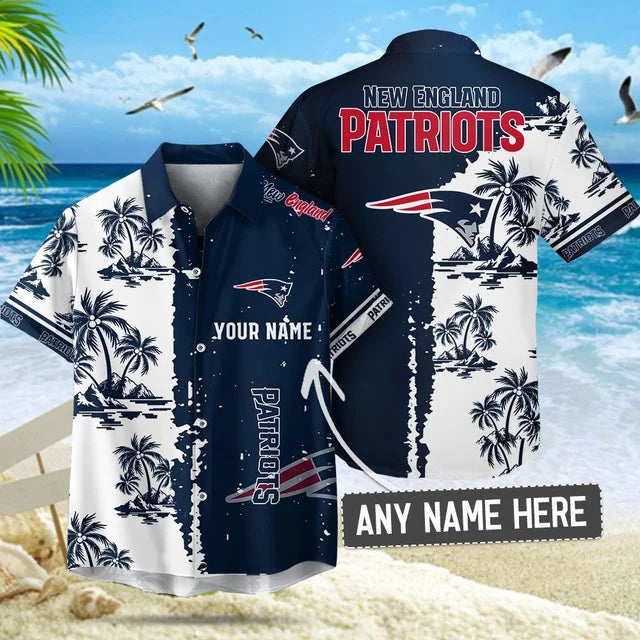 [SPECIAL OFFER] NEW CUSTOMIZED NFL27 NEP NEW ENGLAND PATRIOTS UNISEX HAWAIIAN SHIRT & SHORTS SET