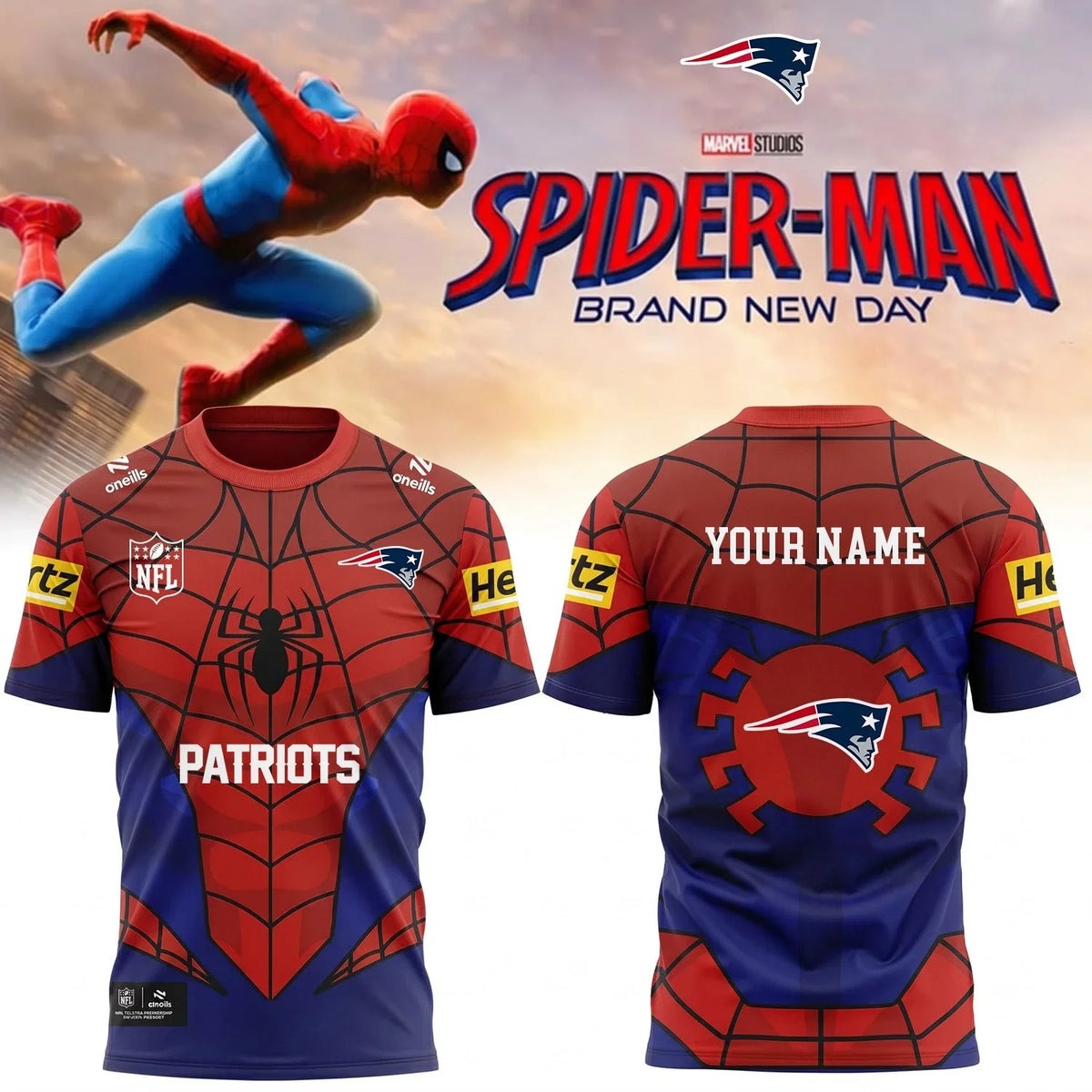 [SPECIAL OFFER] NEW CUSTOMIZED NFL27 NEP NEW ENGLAND PATRIOTS x SPIDER T-SHIRT, HOODIE & ZIP HOODIE