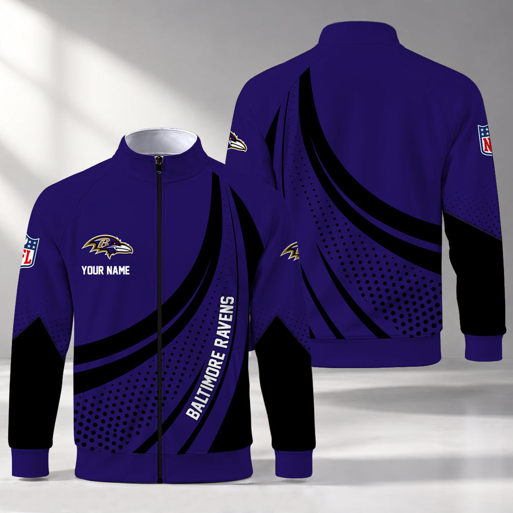 [SPECIAL OFFER] NEW CUSTOMIZED NFL28 BTR BALTIMORE RAVENS STAND COLLAR JACKET