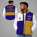 [SPECIAL OFFER] NEW CUSTOMIZED NFL28 BTR BALTIMORE RAVENS SLEEVELESS PUFFER VEST