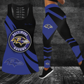 [SPECIAL OFFER] NEW CUSTOMIZED NFL28 BTR BALTIMORE RAVENS HOLLOW TANK TOP & LEGGINGS SET