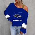 [SPECIAL OFFER] NEW CUSTOMIZED NFL28 BTR BALTIMORE RAVENS WOMEN'S OFF-SHOULDER LONG SLEEVE SHIRT