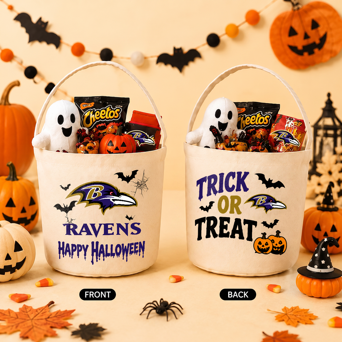 [SPECIAL OFFER] NEW CUSTOMIZED NFL28 BTR BALTIMORE RAVENS HALLOWEEN BASKET
