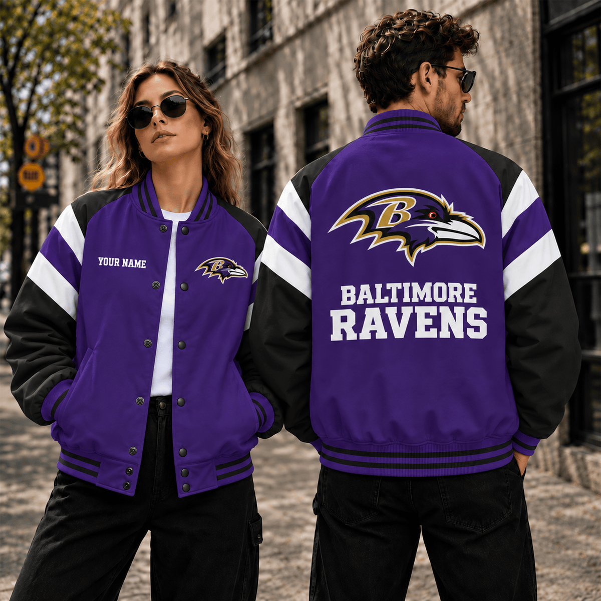 [SPECIAL OFFER] NEW CUSTOMIZED NFL28 BTR BALTIMORE RAVENS SATIN VARSITY & BASEBALL JACKET