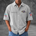 [SPECIAL OFFER] NEW CUSTOMIZED NFL28 BTR BALTIMORE RAVENS SEERSUCKER BUTTON SHIRT
