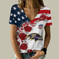 [SPECIAL OFFER] NEW CUSTOMIZED NFL28 BTR BALTIMORE RAVENS V-NECK FEMALE SHIRT