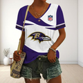 SPECIAL OFFER] NEW CUSTOMIZED NFL28 BTR BALTIMORE RAVENS V-NECK FEMALE SHIRT