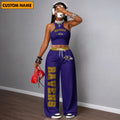 [SPECIAL OFFER] NEW CUSTOMIZED NFL28 BTR BALTIMORE RAVENS WOMEN'S CROP TOP & LONGPANTS SET