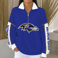 [SPECIAL OFFER] NEW CUSTOMIZED NFL28 BTR BALTIMORE RAVENS QUARTER ZIP RIBBED SWEATER