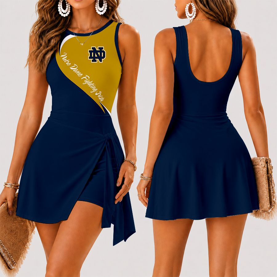[FAN FAVORITE] NEW CUSTOMIZED NCAA FBS28 NFI NOTRE DAME FIGHTING IRISH WOMEN'S SUMMER SKORT DRESS