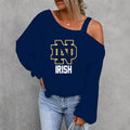 [FAN FAVORITE] NEW CUSTOMIZED NCAA FBS28 NFI NOTRE DAME FIGHTING IRISH WOMEN'S OFF-SHOULDER LONG SLEEVE SHIRT