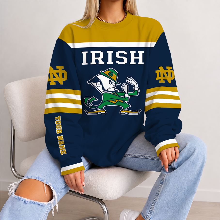 [FAN FAVORITE] NEW CUSTOMIZED NCAA FBS28 NFI NOTRE DAME FIGHTING IRISH UNISEX SWEATSHIRT