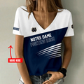 [FAN FAVORITE] NEW CUSTOMIZED NCAA FBS28 NFI NOTRE DAME FIGHTING IRISH V-NECK FEMALE SHIRT