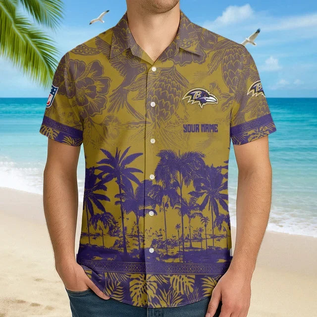 [SPECIAL OFFER] NEW CUSTOMIZED NFL28 BTR BALTIMORE RAVENS UNISEX HAWAIIAN SHIRT