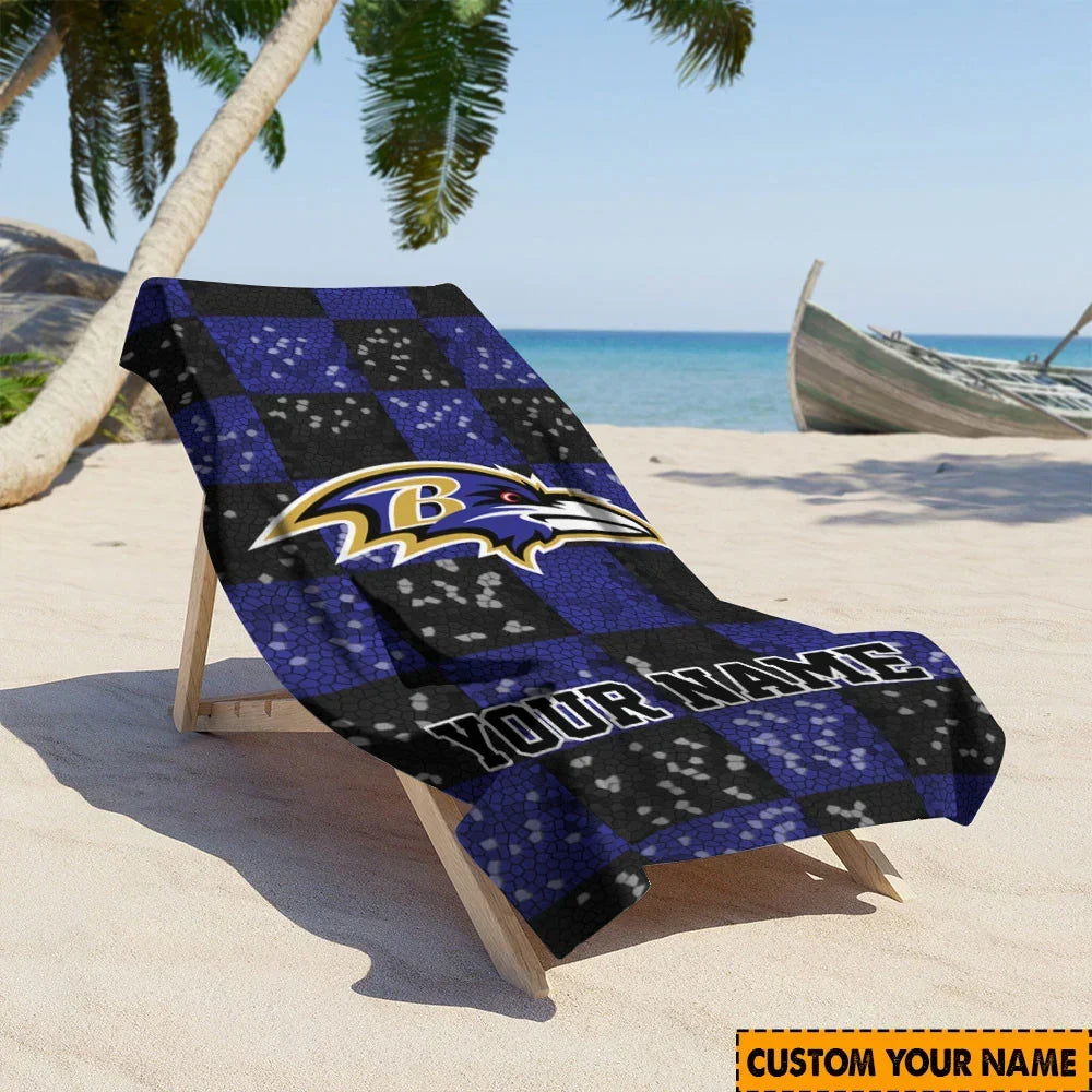 [SPECIAL OFFER] NEW CUSTOMIZED NFL28 BTR BALTIMORE RAVENS BEACH TOWEL
