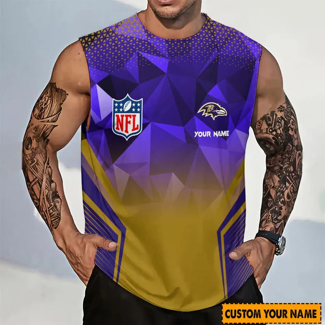 [SPECIAL OFFER] NEW CUSTOMIZED NFL28 BTR BALTIMORE RAVENS MEN'S GYM SHIRT