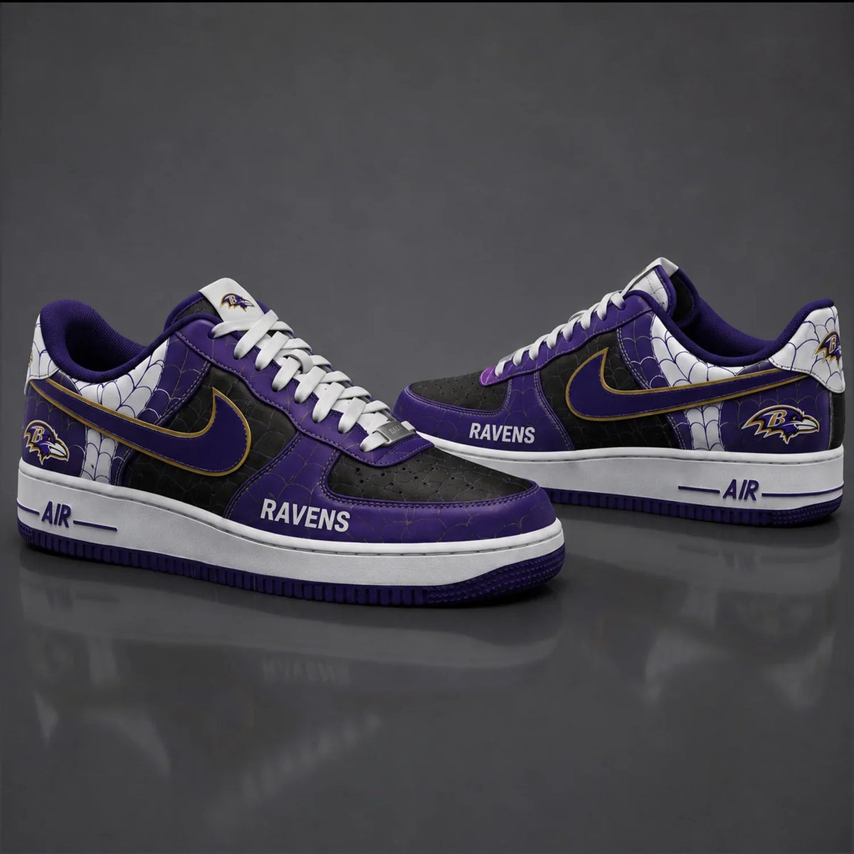 [SPECIAL OFFER] NEW CUSTOMIZED NFL28 BTR BALTIMORE RAVENS x SPIDER AF1 SHOES