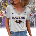 [SPECIAL OFFER] NEW CUSTOMIZED NFL28 BTR BALTIMORE RAVENS V-NECK SHIRT