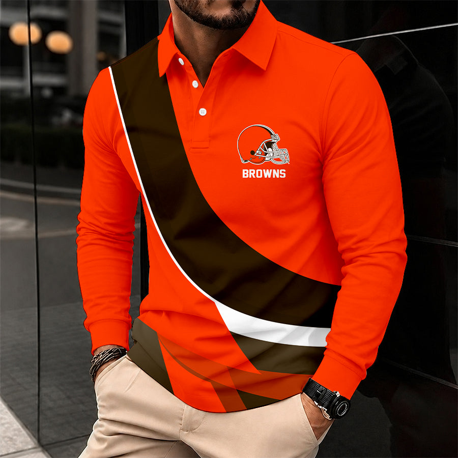 [SPECIAL OFFER] NEW CUSTOMIZED NFL29 CLB CLEVELAND BROWNSLONG SLEEVE POLO SHIRT