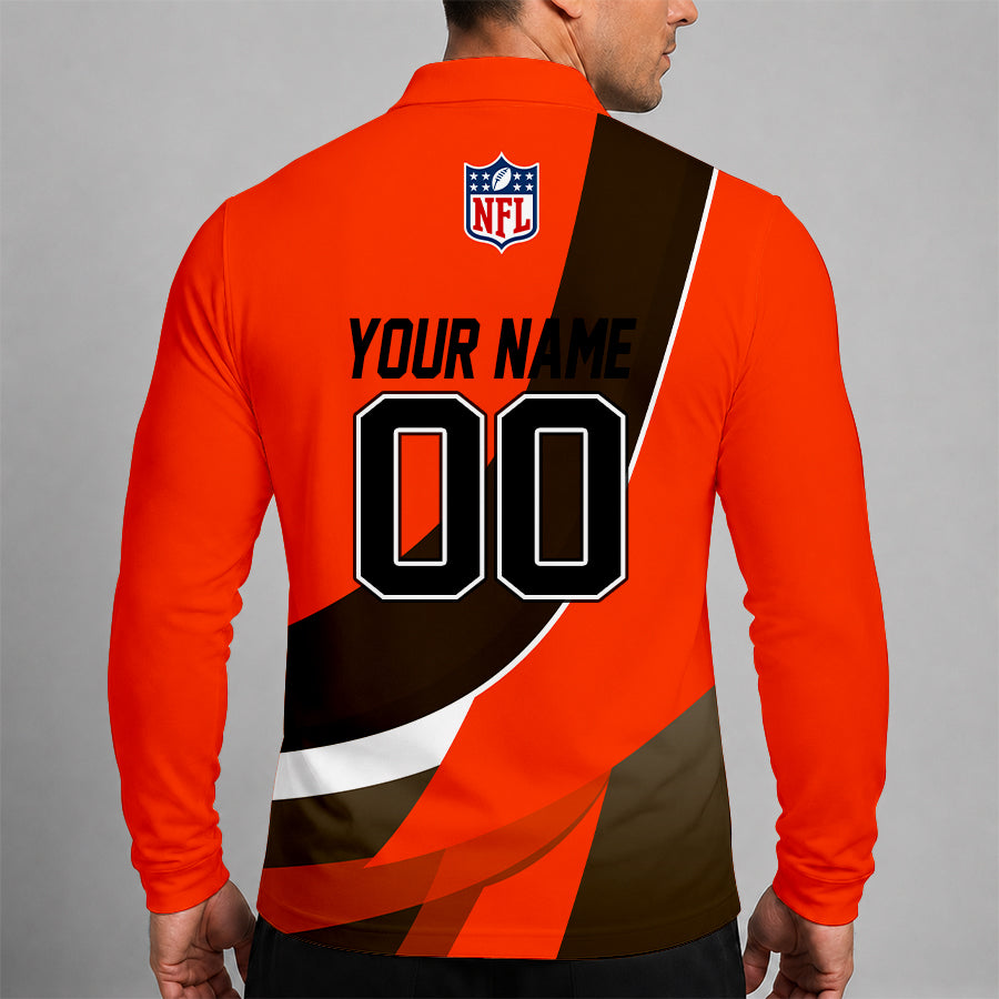 [SPECIAL OFFER] NEW CUSTOMIZED NFL29 CLB CLEVELAND BROWNSLONG SLEEVE POLO SHIRT