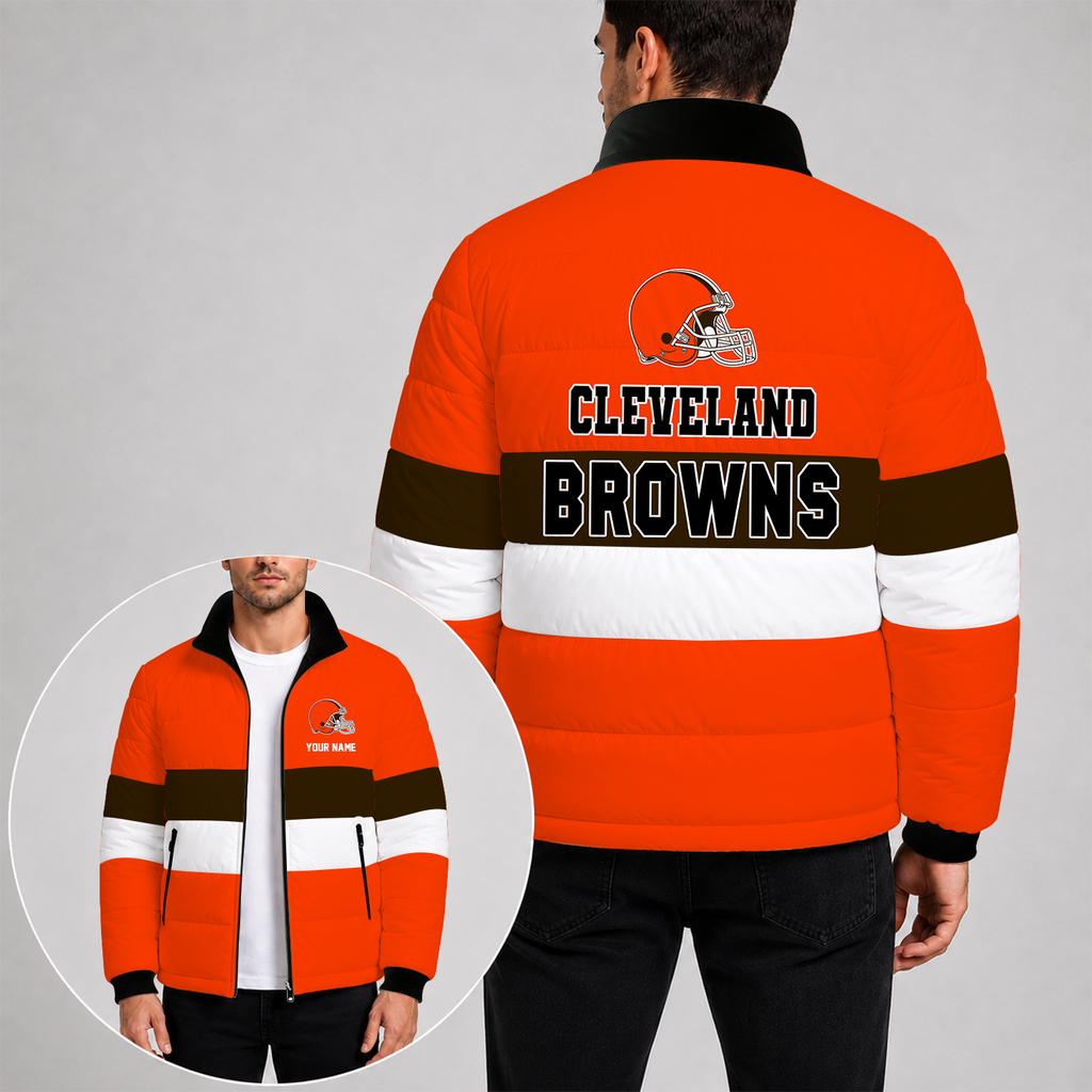 [SPECIAL OFFER] NEW CUSTOMIZED NFL29 CLB CLEVELAND BROWNS PUFFER JACKET