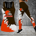 [SPECIAL OFFER] NEW CUSTOMIZED NFL29 CLB CLEVELAND BROWNS HOLLOW TANK TOP & LEGGINGS SET