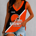 [SPECIAL OFFER] NEW CUSTOMIZED NFL29 CLB CLEVELAND KHAKIS WOMEN'S V-NECK TANK TOP