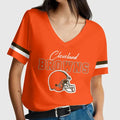 [SPECIAL OFFER] NEW CUSTOMIZED NFL29 CLB CLEVELAND BROWNS V-NECK FEMALE SHIRT