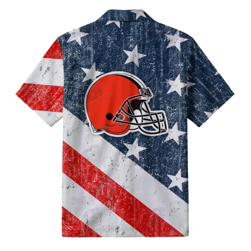 [SPECIAL OFFER] NEW CUSTOMIZED NFL29 CLB CLEVELAND BROWNS PATRIOTIC 250 USA HAWAIIAN SHIRT