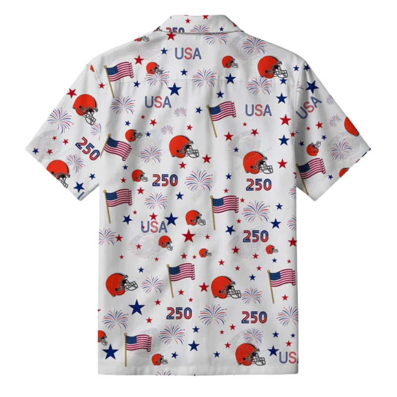 [SPECIAL OFFER] NEW CUSTOMIZED NFL29 CLB CLEVELAND BROWNS PATRIOTIC 250 USA HAWAIIAN SHIRT