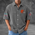 [SPECIAL OFFER] NEW CUSTOMIZED NFL29 CLB CLEVELAND BROWNS SEERSUCKER BUTTON SHIRT