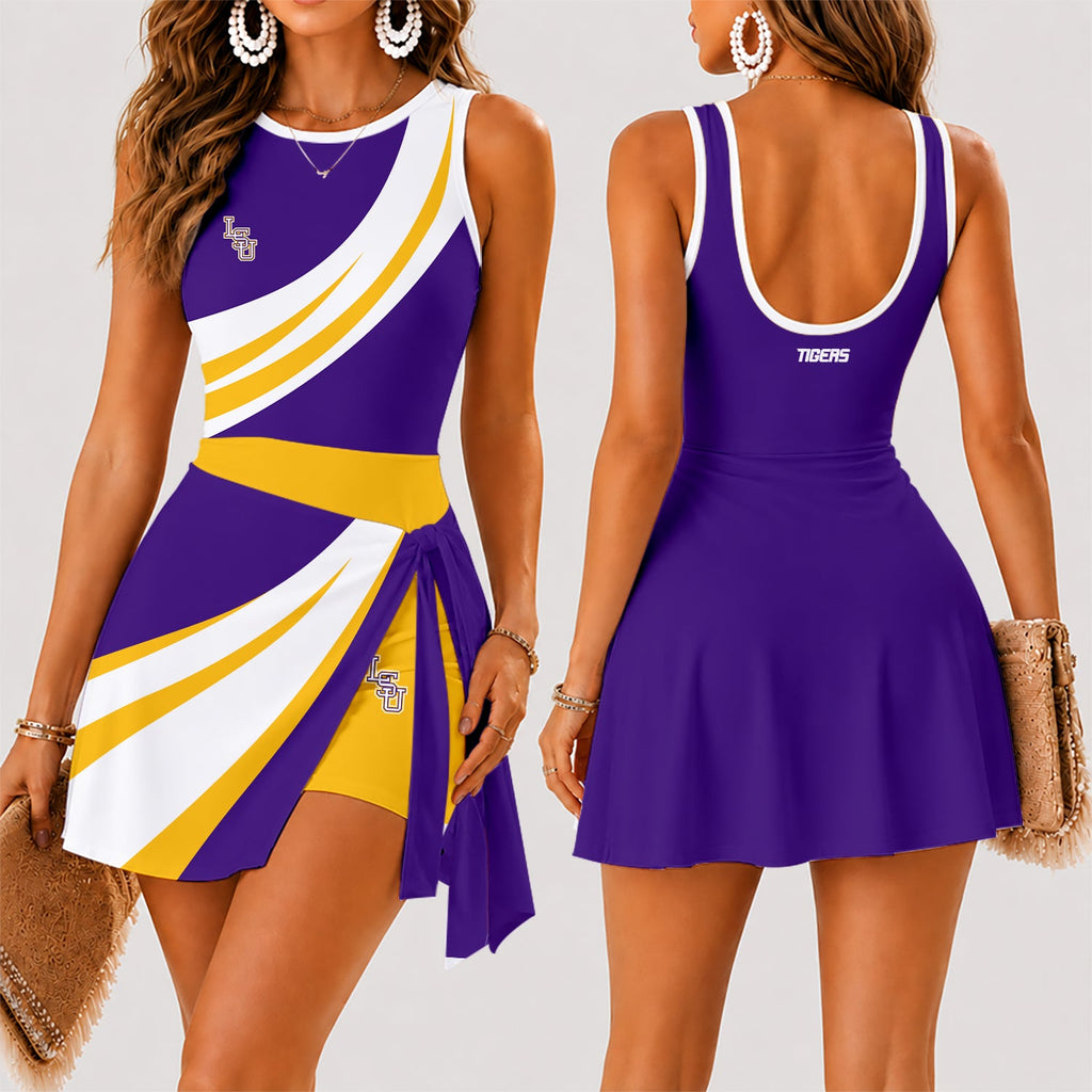 [FAN FAVORITE] NEW CUSTOMIZED NCAA FBS29 LST LSU TIGERS WOMEN'S SUMMER SKORT DRESS
