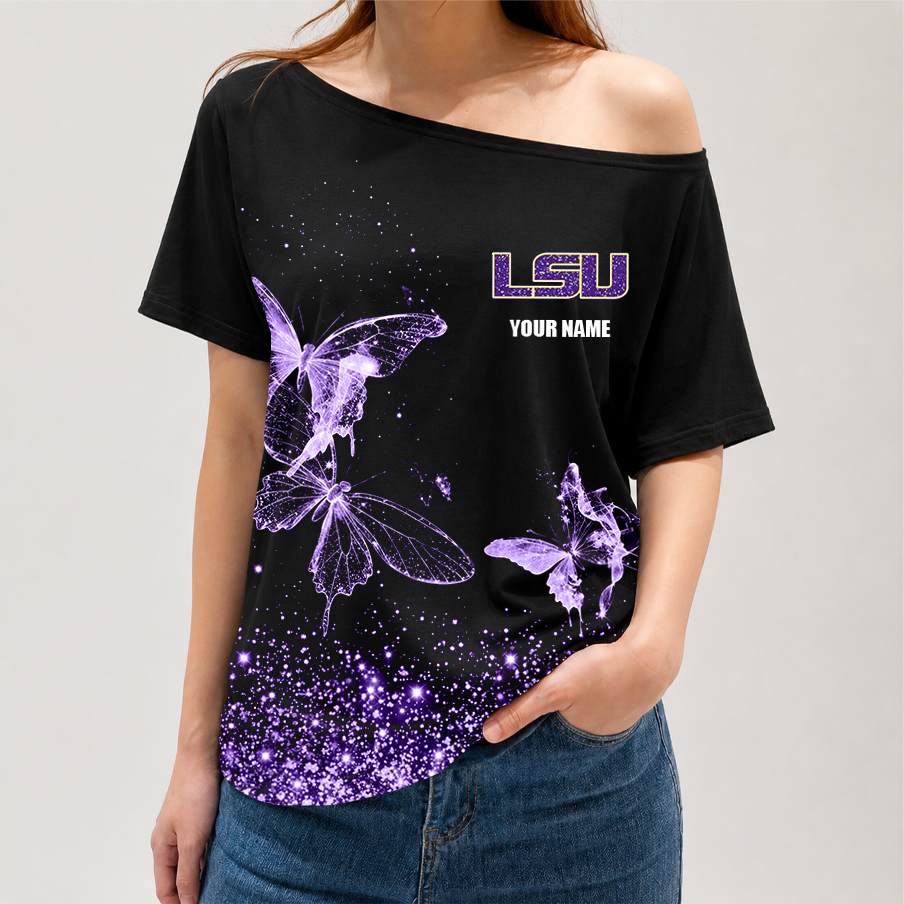 [FAN FAVORITE] NEW CUSTOMIZED NCAA FBS29 LST LSU TIGERS OFF-SHOULDER SHIRT