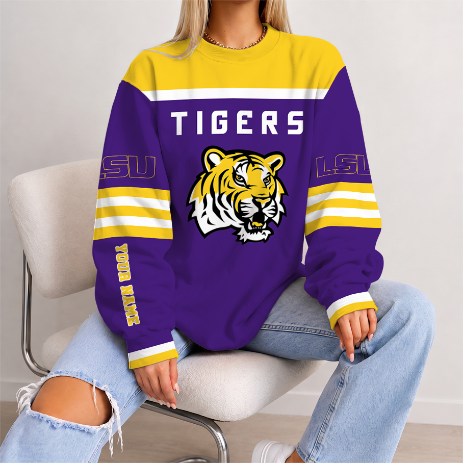 [FAN FAVORITE] NEW CUSTOMIZED NCAA FBS29 LST LSU TIGERS UNISEX SWEATSHIRT