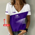 [FAN FAVORITE] NEW CUSTOMIZED NCAA FBS29 LST LSU TIGERS V-NECK FEMALE SHIRT