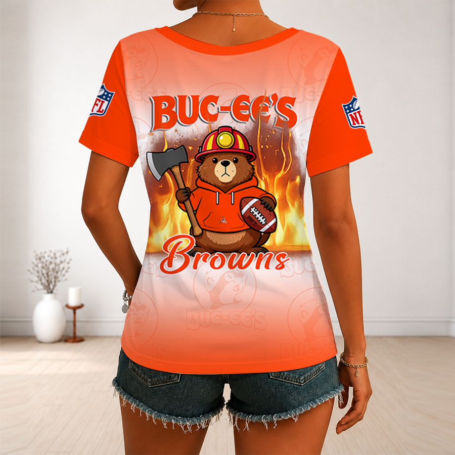 [SPECIAL OFFER] NEW CUSTOMIZED NFL29 CLB CLEVELAND BROWNS BUC-EE'S V-NECK FEMALE SHIRT