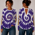 [FAN FAVORITE] NEW CUSTOMIZED NCAA FBS29 LST LSU TIGERS WOMEN'S BACK V-CUT LONG-SLEEVE SHIRT