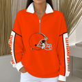 [SPECIAL OFFER] NEW CUSTOMIZED NFL29 CLB CLEVELAND BROWNS QUARTER ZIP RIBBED SWEATER