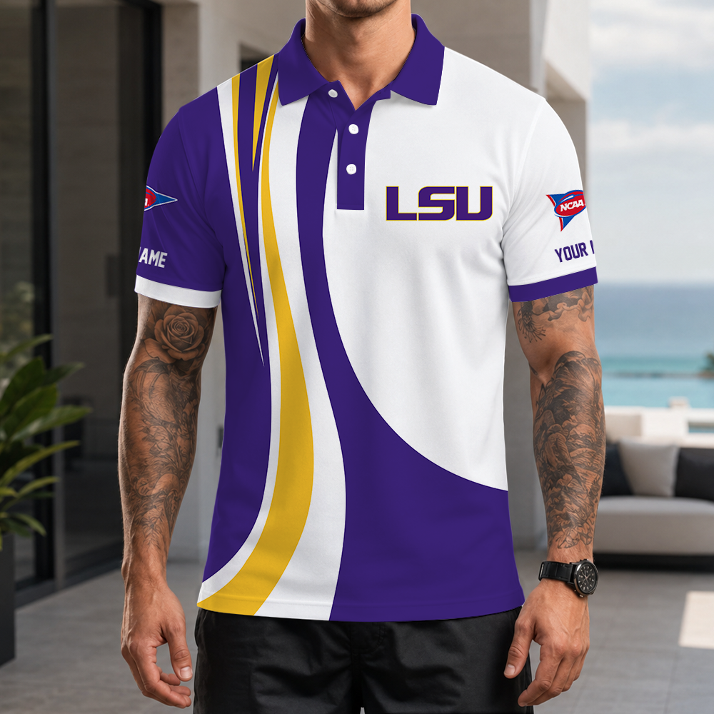 [FAN FAVORITE] NEW CUSTOMIZED NCAA FBS29 LST LSU TIGERS POLO SHIRT