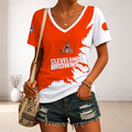 [SPECIAL OFFER] NEW CUSTOMIZED NFL29 CLB CLEVELAND BROWNS V-NECK FEMALE SHIRT
