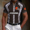 [SPECIAL OFFER] NEW CUSTOMIZED NFL29 CLB CLEVELAND BROWNS ZIP POLO SHIRT