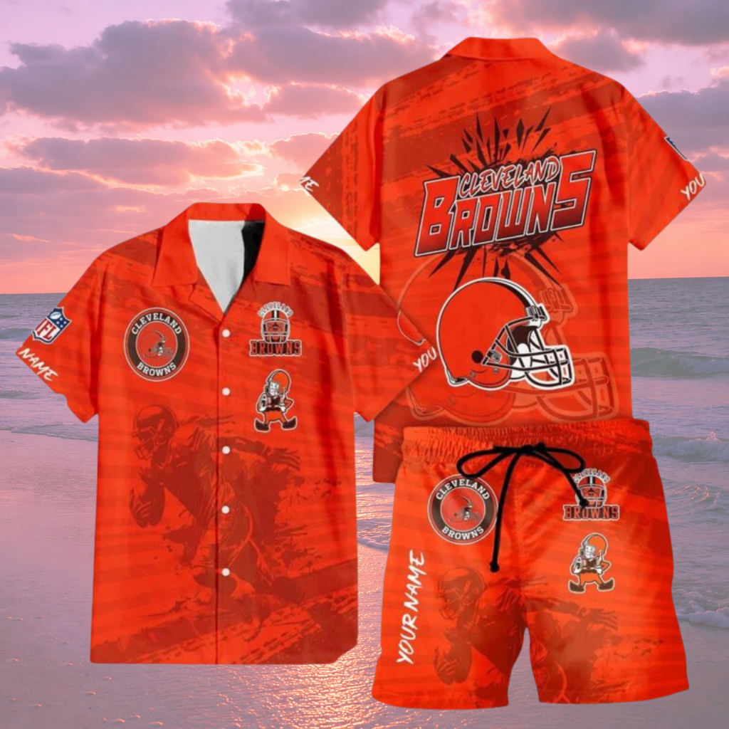 [SPECIAL OFFER] NEW CUSTOMIZED NFL29 CLB CLEVELAND BROWNS UNISEX HAWAIIAN SHIRT & SHORTS SET