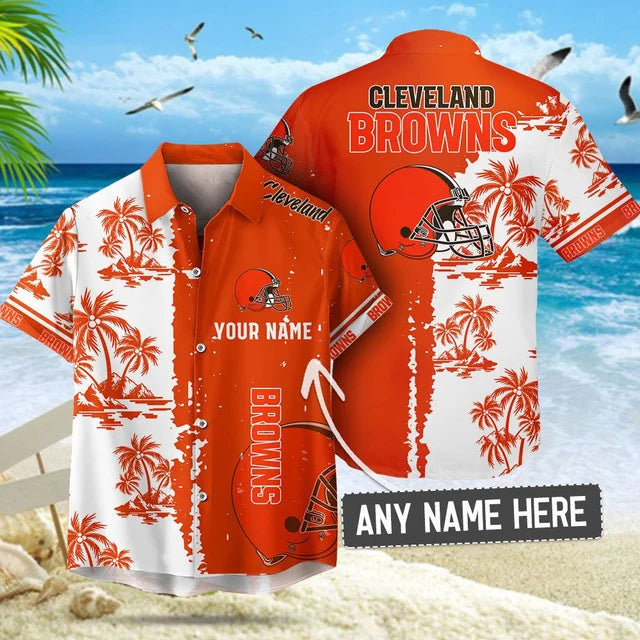 [SPECIAL OFFER] NEW CUSTOMIZED NFL29 CLB CLEVELAND BROWNS UNISEX HAWAIIAN SHIRT & SHORTS SET