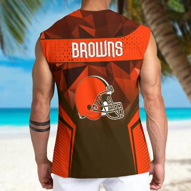 [SPECIAL OFFER] NEW CUSTOMIZED NFL29 CLB CLEVELAND BROWNS MEN'S GYM SHIRT