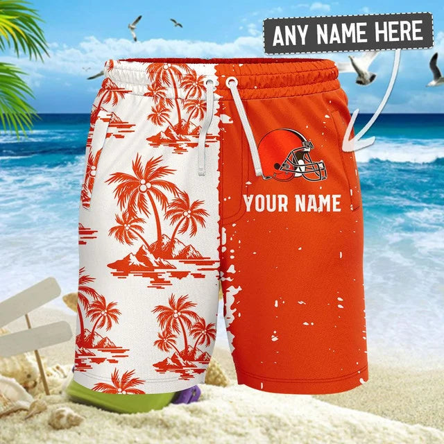 [SPECIAL OFFER] NEW CUSTOMIZED NFL29 CLB CLEVELAND BROWNS UNISEX HAWAIIAN SHIRT & SHORTS SET