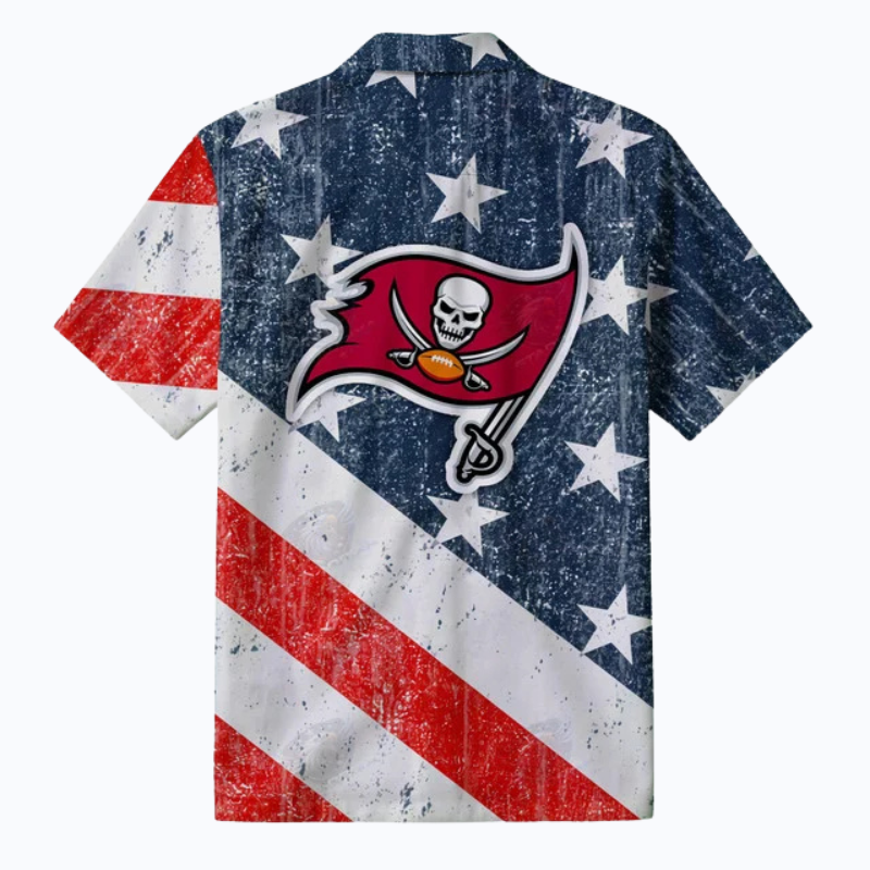 [SPECIAL OFFER] NEW CUSTOMIZED NFL10 TBB TAMPA BAY BUCCANEERS PATRIOTIC 250 USA HAWAIIAN SHIRT