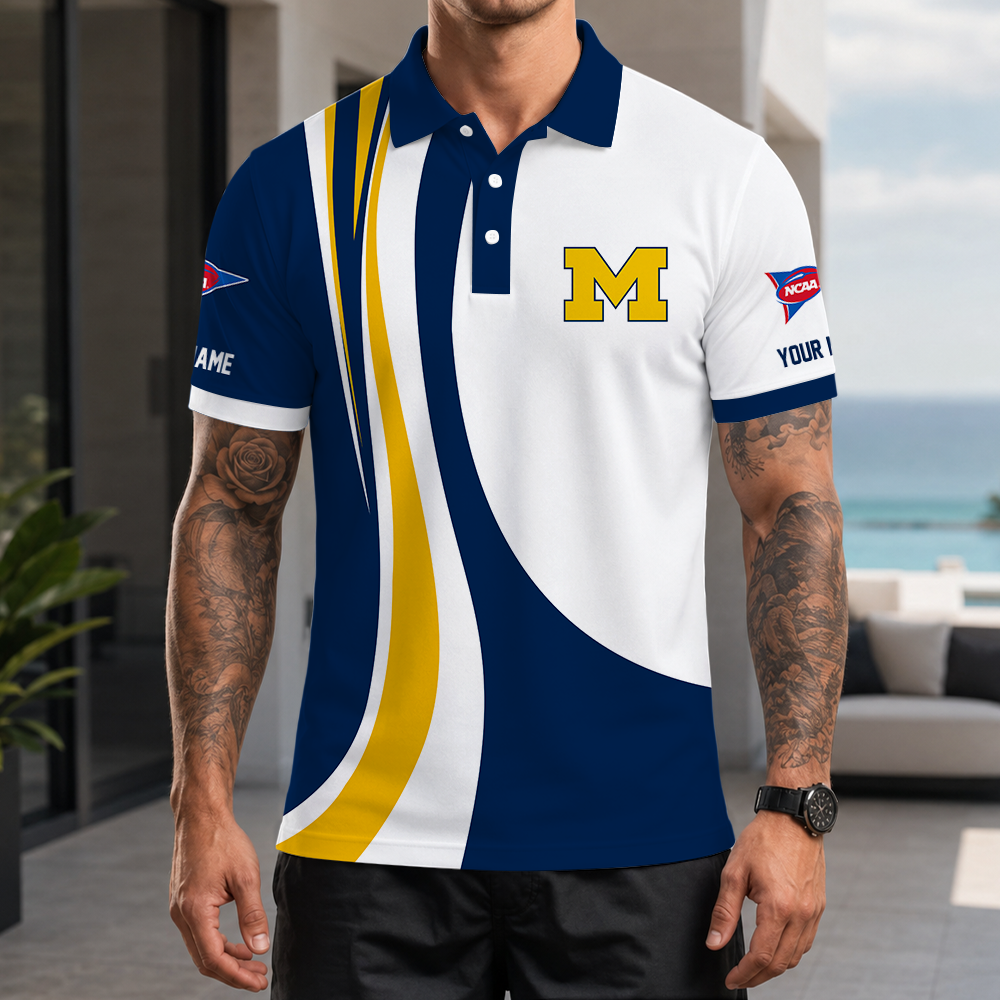 [FAN FAVORITE] NEW CUSTOMIZED NCAA FBS03 MIW MICHIGAN WOLVERINES POLO SHIRT