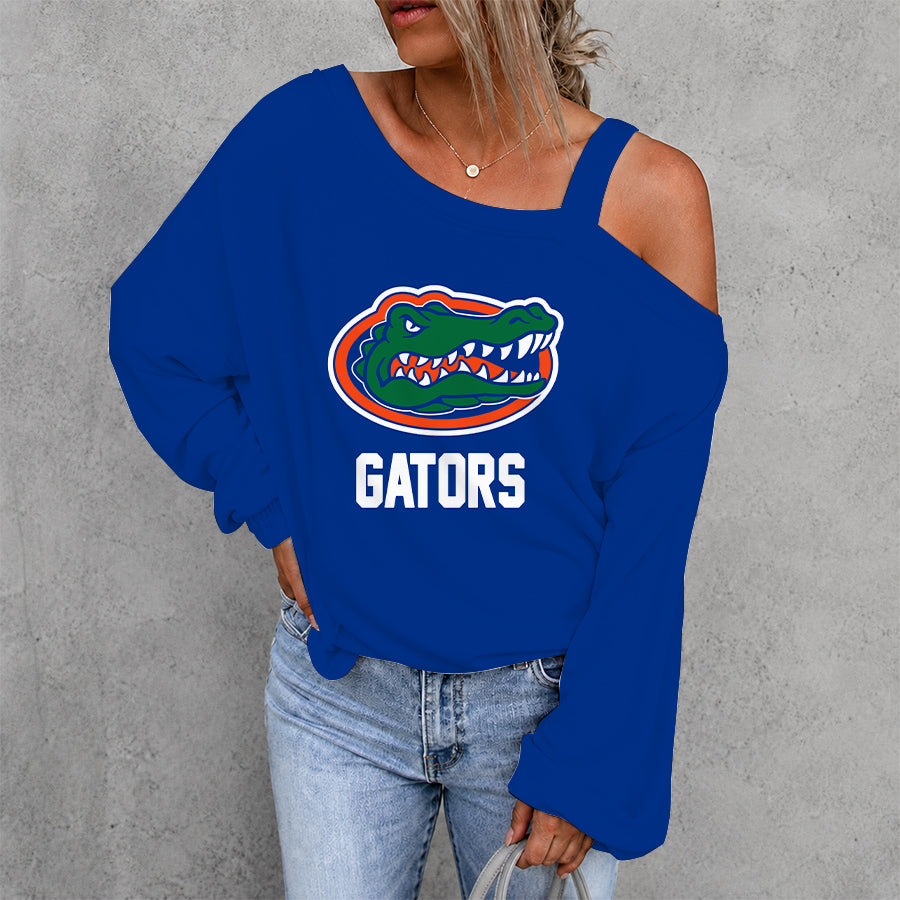 [FAN FAVORITE] NEW CUSTOMIZED NCAA FBS30 FLG FLORIDA GATORS WOMEN'S OFF-SHOULDER LONG SLEEVE SHIRT