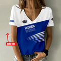 [FAN FAVORITE] NEW CUSTOMIZED NCAA FBS30 FLG FLORIDA GATORS V-NECK FEMALE SHIRT