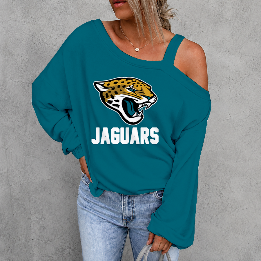 [SPECIAL OFFER] NEW CUSTOMIZED NFL30 JSJ JACKSONVILLE JAGUARS WOMEN'S OFF-SHOULDER LONG SLEEVE SHIRT